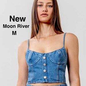 New Moon River Demin Jean Bustier Wrap top.Size M  blue ⭐️⭐️⭐️⭐️
